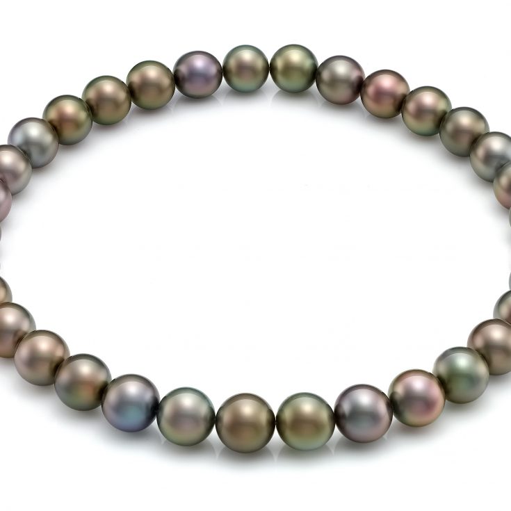 Collar de perlas redondas de tahiti multicolor